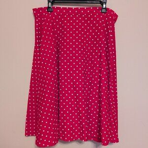 Stop Staring full skirt red with white polka dots 3X retro midi EUC lightweight